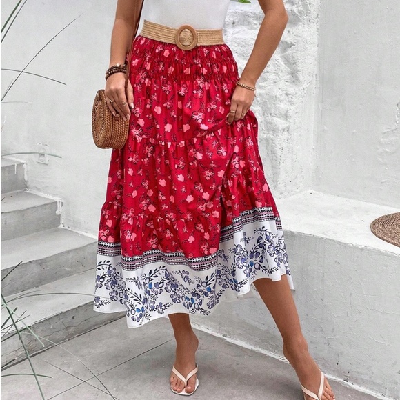 Dresses & Skirts - Boho Floral Print Maxi Skirt